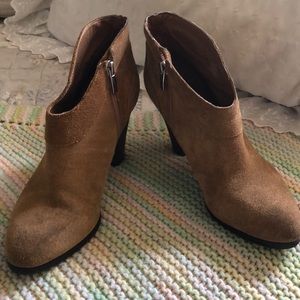 Brown suede booties